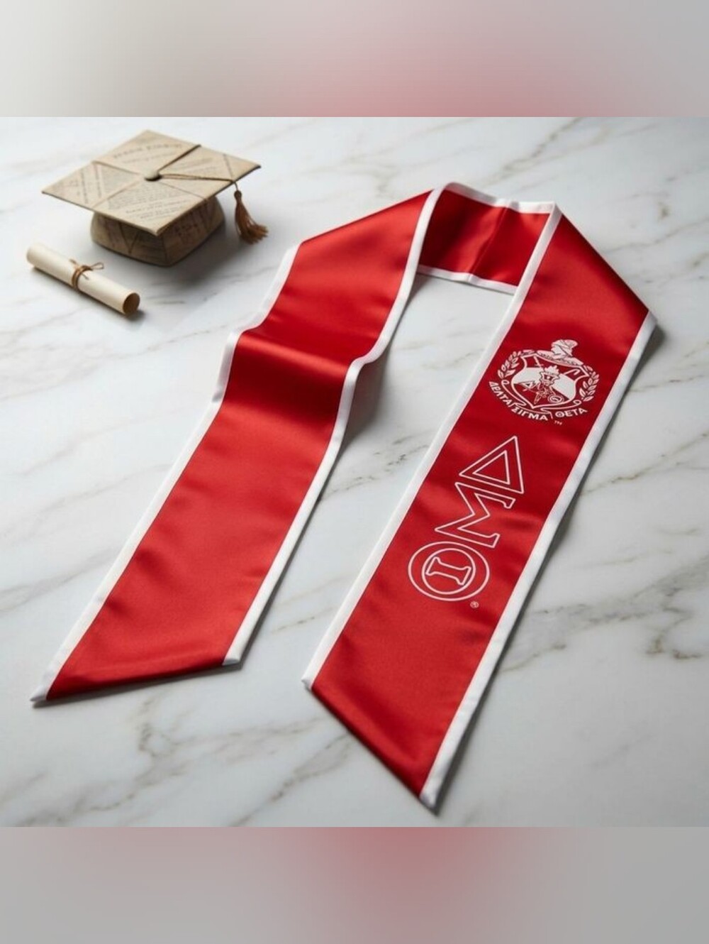 DST Graduation Legacy Honor Stole in Red with White